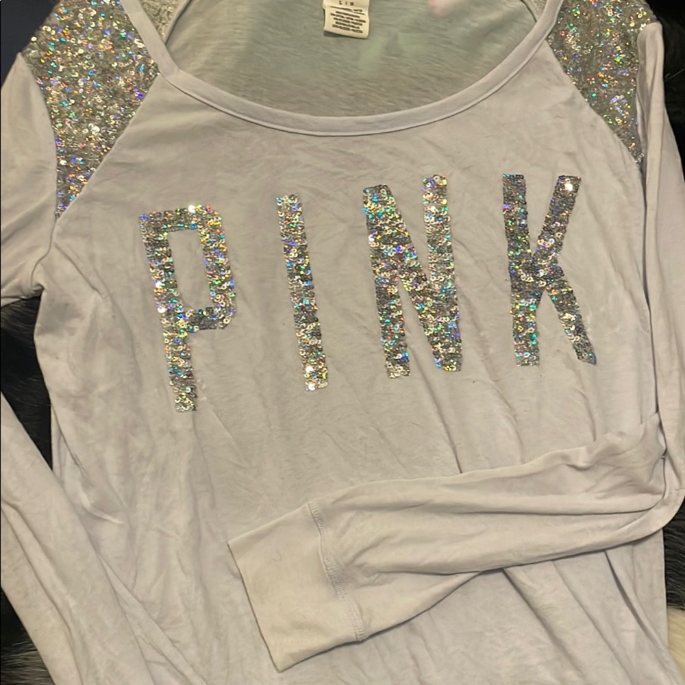 Lavender Long Sleeve with Glitter PINK Logo